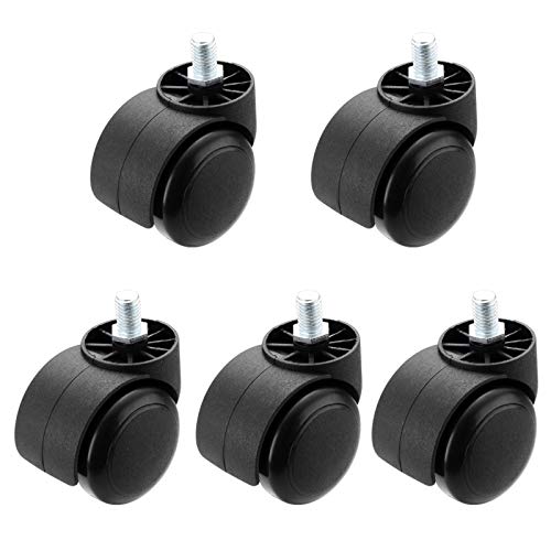 Ersatzrollen, Universal-Gummirollen for 2" 50mm Bürostühle mit Hartholzböden, Umlenkrollen und Gewindestange(Black) von HTGAOO
