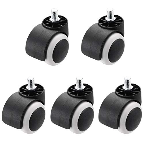 Ersatzrollen, Universal-Gummirollen for 2" 50mm Bürostühle mit Hartholzböden, Umlenkrollen und Gewindestange(White) von HTGAOO