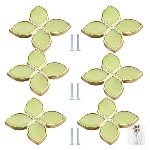 HTGAOO Garderobenständer zur Wandmontage, 6 bunte Kleiderhaken mit quadratischer Schale, geeignet for Kleiderbügel im Küchenflur (blau, große Blütenblätter 42 mm).(Green,Large petal 42mm) von HTGAOO