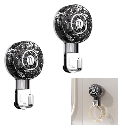 HTGAOO Wandkappenhalter, 2 Stücke mit schweren Sauger Haken Badezimmer Glasfenster Küchengeräte (Silber)(Dark Gray) von HTGAOO