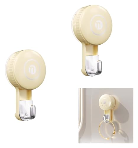 HTGAOO Wandkappenhalter, 2 Stücke mit schweren Sauger Haken Badezimmer Glasfenster Küchengeräte (Silber)(Yellow) von HTGAOO