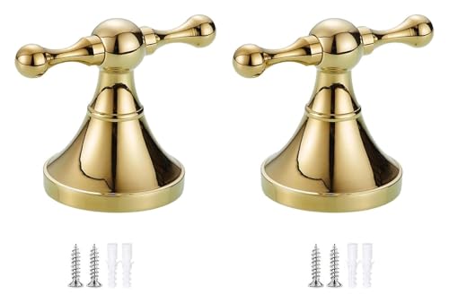 Haken for die Türrückseite, Kleiderhaken, Wandgarderobe, 2er-Pack, schwerer Metallhaken, geeignet for Badezimmer, Dusche, Schlafzimmer (Bronze)(Bright Gold) von HTGAOO