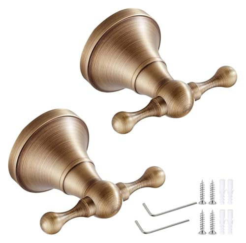 Haken for die Türrückseite, Kleiderhaken, Wandgarderobe, 2er-Pack, schwerer Metallhaken, geeignet for Badezimmer, Dusche, Schlafzimmer (Bronze)(Bronze) von HTGAOO