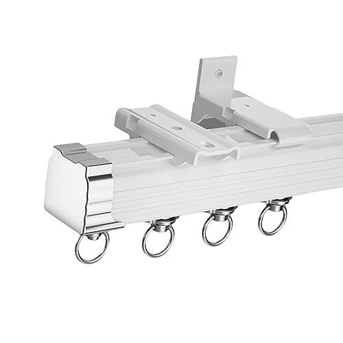 Hochleistungs-Gleitschiene aus Aluminium zur Decken- oder Wandmontage for Raumteiler im Wohnzimmer und Schlafzimmer/Weiße Wand/2 m (2 x 1 m)(White ceiling,2.4M(2 * 1.2M)) von HTGAOO