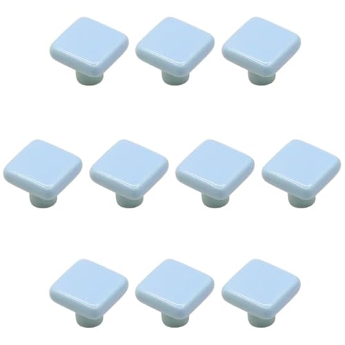 Keramikknöpfe, Türknöpfe, 10 Packungen quadratischer Keramik-Schubladengriff mit einem Loch (rot)(Light Blue) von HTGAOO