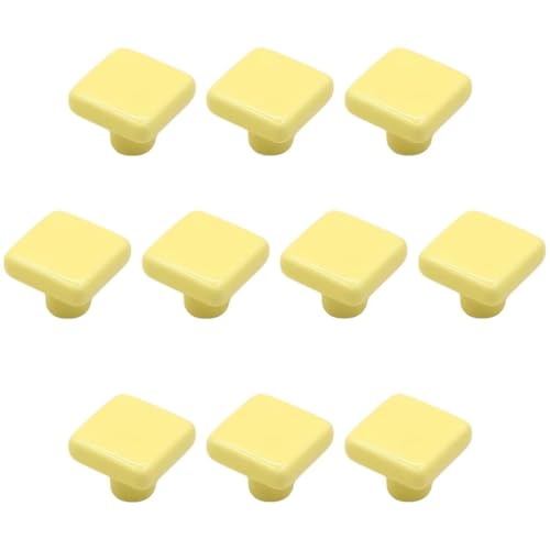 Keramikknöpfe, Türknöpfe, 10 Packungen quadratischer Keramik-Schubladengriff mit einem Loch (rot)(Light Yellow) von HTGAOO