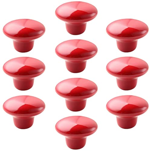 Keramikknöpfe, Türknöpfe, 10er-Set, runde Schrankknöpfe, Keramik-Türgriffe, Möbelzubehör (rot)(Red) von HTGAOO