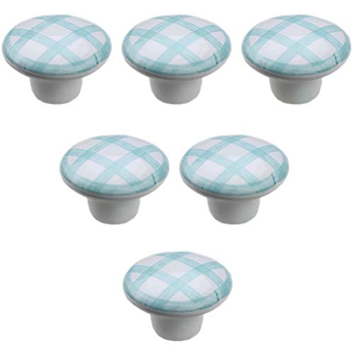 Keramikknöpfe, Türknöpfe, 6 Stück Möbelknöpfe, moderne Schrankschubladengriffe, Gittermuster, Zuggriff (blau)(Green) von HTGAOO