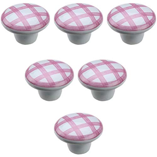 Keramikknöpfe, Türknöpfe, 6 Stück Möbelknöpfe, moderne Schrankschubladengriffe, Gittermuster, Zuggriff (blau)(Pink) von HTGAOO