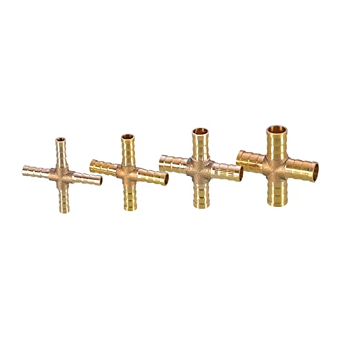 Kupfer-Knoten-Stecker, Kupfer-Knick-Rohrrohr gerade Knie T Y X Form 2 3 4 Steckverbinder Kupfer-Wasser-Rohr(X 4 Way (Cross),12mm Barb) von HTGAOO