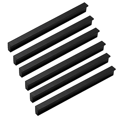 Luminum-Türgriffe for Küchenschränke, Schubladengriffe aus Aluminiumlegierung mit L-Griff, Schwarz, 6er-Pack (Lochmitten: 256 mm, 353 mm)(Hole Centers:160Mm) von HTGAOO