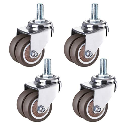 M12x25mm Industrierollen mit Gewindestangen, schwere Gummiräder, 4 Stück (mit Bremsen)(Universal) von HTGAOO