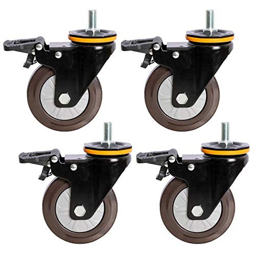 Schwerlast-Gummi-Drehrollen, Trolley-Möbelrollen, Gewindestangen M12x25mm, (mit Bremse)(Brake) von HTGAOO