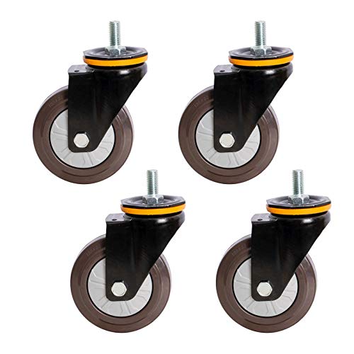 Schwerlast-Gummi-Drehrollen, Trolley-Möbelrollen, Gewindestangen M12x25mm, (mit Bremse)(Universal) von HTGAOO