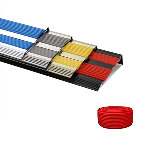 Treppenkantenleiste, 100 cm, rutschfeste Treppenkante aus Aluminium in L-Form, Metall-Eckleiste (rot, 85 x 21 mm)(Red,70x21mm) von HTGAOO