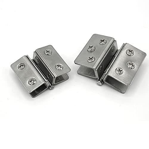 Türscharniere, 2er-Pack Glastürscharniere 180° Doppelglas-Verbindungsscharnier, Glas ohne Bohren, Edelstahl, passend for 8–10 mm Glas(S: for 58mm glass) von HTGAOO