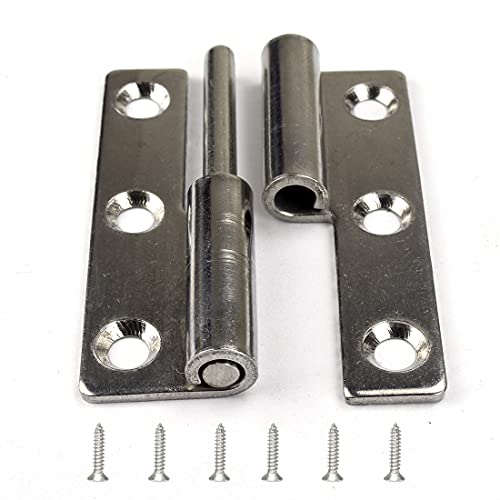 Türscharniere, 4 Stück 2 Zoll langes kleines Gleitgelenkscharnier aus Stahl, abnehmbare Türscharniere for Rechtshänder, Edelstahl-Flaggenscharnier(Left Handed,2.5inch) von HTGAOO