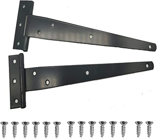 Türscharniere, Kleiderschranktürscharniere, 2er-Pack 8"/200 mm T-Scharnier schwarz lackiert, T-Bandscharniere ideal (Paar)(Black,8 Inch/200mm) von HTGAOO