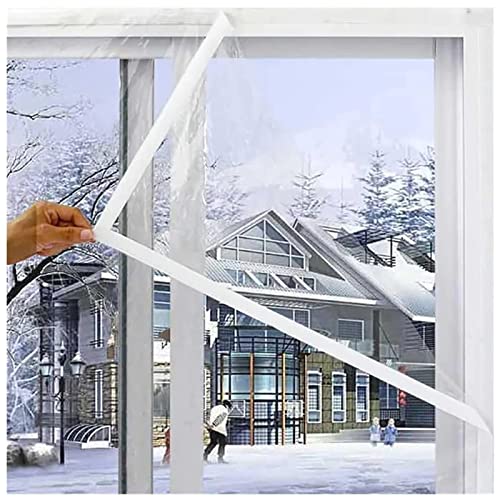 Wärmedämmfolie for Fenster, transparente Schallschutzfolie for den Winter, 180 x 200 cm(120x80cm/47x31in) von HTGAOO