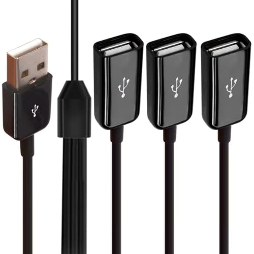 HTGuoji 3-in-1 USB 2.0 A Stecker auf 3 Buchsen A Expander HUB zum Laden & Datensynchronisieren, kompatibel mit allen USB A Geräten von HTGuoji