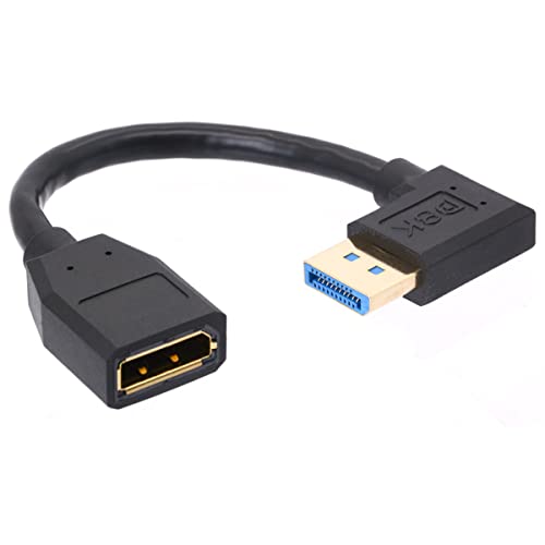 8K DisplayPort 1.4 Verlängerungskabel, 90 Grad Winkel, DP-Stecker auf DP-Buchse, Extender-Adapter-Verbindungskabel, unterstützt 8K @ 60Hz 4K @ 144Hz 1080p @ 240HZ, Full HD Stereo 3D 15 cm (rechts) von HTGuoji