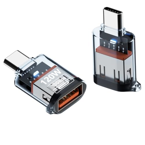 HTGuoji 10Gbps USB auf USB C Adapter, PD 120W 5V 3A USB Typ C Stecker auf Type A 3.2 Gen2 weibliche Konverter Unterstützung OTG Datenübertragung Schnellladung mit Anzeigen (Black) von HTGuoji