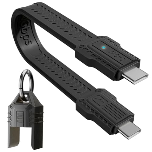 HTGuoji 240W USB C Kurzkabel, 80Gbps USB4 2.0 Typ C männlich zu männlich Hochgeschwindigkeits-Datenkabel Unterstützung 8K@60HZ Video- und Datensynchronisierung für alle Typ-C-Geräte (13cm) (Black) von HTGuoji