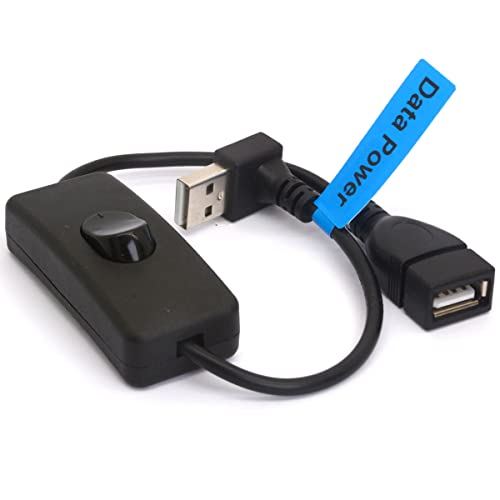 HTGuoji USB-Verlängerungskabel mit Ein-/Aus-Schalter, 90-Grad-Abwärtswinkel, USB 2.0-Stecker auf Buchse, Verlängerungskabel, unterstützt Daten und Strom für PC, iOS-System, LED-Streifen (rechts) (Up) von HTGuoji