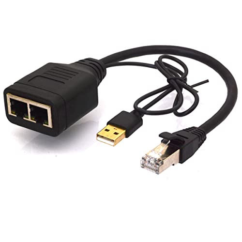 HTGuoji RJ45 Netzwerk Splitter Adapter, RJ45 1 zu 2 LAN Ethernet Extender 1 Weiblich zu 2 Weiblich für Cat5/5e/6/7/8 Unterstützung Zwei Geräte Online zur (1 Male To 2 Female) von HTGuoji