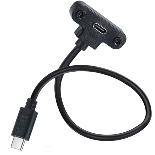 HTGuoji USB C Verlängerungskabel, Typ C Stecker auf Buchse Adapterkabel mit Panel Mount Schraubloch für Ladung und Datenübertragung für Laptop, Tablet, Handy 30cm/1FT HTGuoji USB C Verlängerungskabel, Typ C Stecker auf Buchse Adapterkabel mit Panel Mount Schraubloch für Ladung und Datenübertragung für Laptop, Tablet, Handy 30cm/1FT von HTGuoji