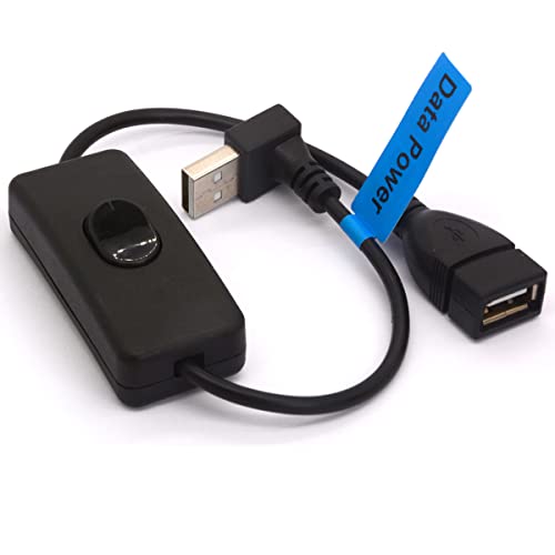 USB-Verlängerungskabel mit Ein-/Aus-Schalter, 90-Grad-Abwärtswinkel, USB 2.0-Stecker auf Buchse, Verlängerungskabel, unterstützt Daten und Strom für PC, iOS-System, LED-Streifen (rechts) (Down) von HTGuoji