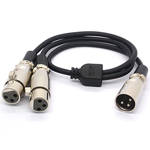 HTGuoji XLR Kabel Y Splitter Adapter XLR Buchse auf Dual XLR Male Y Verlängerungskabel für Mikrofon Audio 50 CM (1 Stecker Zu 2 Female) von HTGuoji