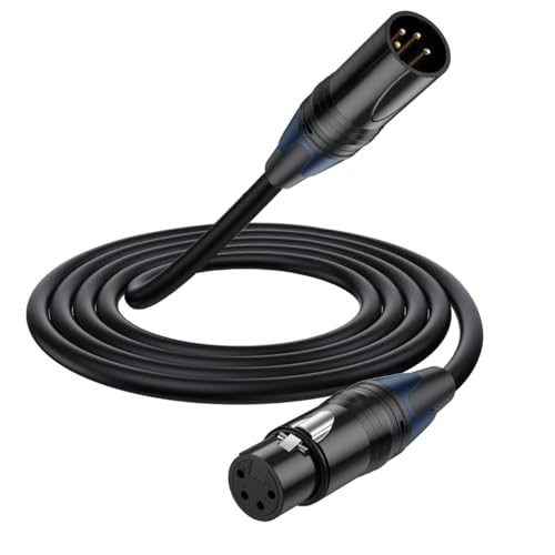 HTGuoji XLR-Stecker auf Buchse, 4-poliges XLR-Verlängerungsnetzteilkabel für Mikrofon, DMX-Bühnenlichter, Lautsprecher, Mikrofon, Mischpult, Equalizer, Leistungsverstärker, Kamera (5 Meter) von HTGuoji