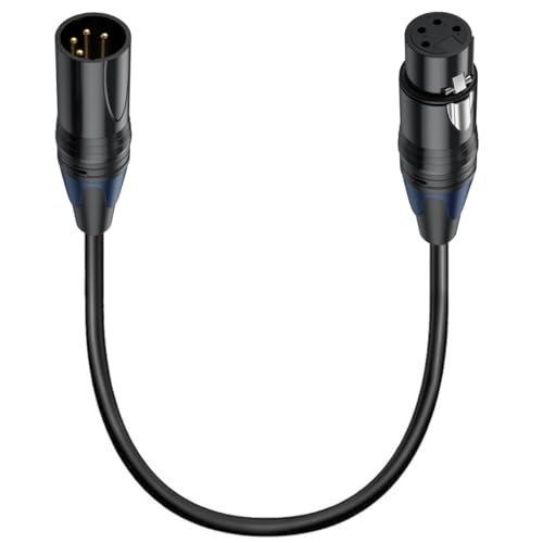 HTGuoji XLR-Stecker auf Buchse, 4-poliges XLR-Verlängerungsnetzteilkabel für Mikrofon, DMX-Bühnenlichter, Lautsprecher, Mikrofon, Mischpult, Equalizer, Leistungsverstärker, Kamera (50 cm) von HTGuoji