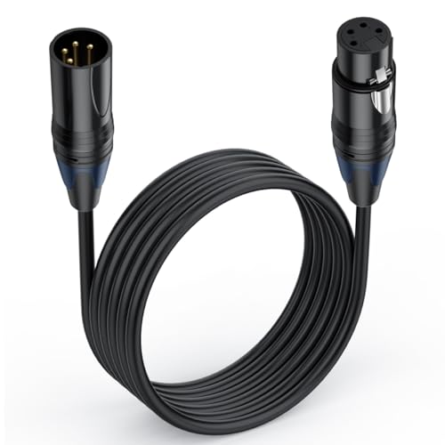 HTGuoji XLR Stecker zu Buchse Kabel, 4-Pin XLR Verlängerung Netzteil Kabel für Mikrofon, DMX Bühnenleuchten, Lautsprecher, Mikrofon, Mixer, Equalizer, Leistungsverstärker, Kamera (1.8 Meter) von HTGuoji