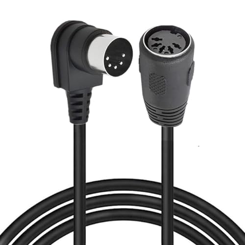HTGuoji MIDI DIN-Verlängerungskabel, MIDI 5-poliger DIN 90-Grad-Winkelstecker auf Buchse, Audio MIDI/AT Adapterkabel für MIDI Keyboard Synthesizer, Organ, E-Piano, MIDI Gitarre (3 meter) von HTGuoji