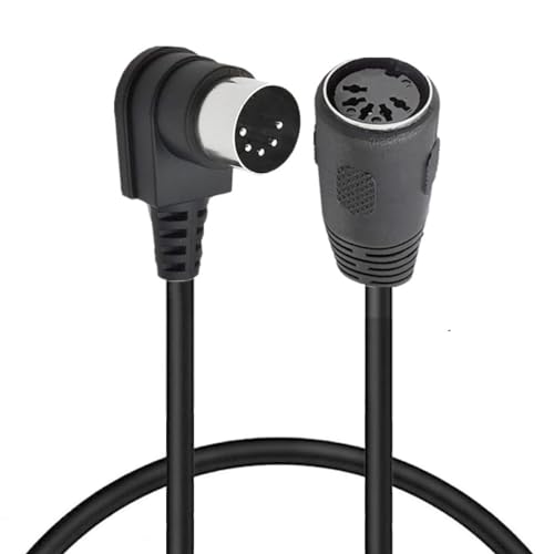 HTGuoji MIDI DIN-Verlängerungskabel, 5-poliger DIN 90-Grad-Winkelstecker auf Buchse, Audio AT Adapterkabel für Keyboard Synthesizer, Organ, E-Piano, MIDI Gitarre (50 cm) von HTGuoji