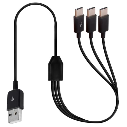 Multi USB C Splitter Y Kabel, 3 in 1 USB 2.0 Typ A Stecker zu 3 Typ C Stecker Kabel Unterstützt Aufladung und Datenübertragung für i/Phone 15 Plus Pro Max, Galaxy S24/S23/S22, Huawei P40/P30 (3 USB C) von HTGuoji