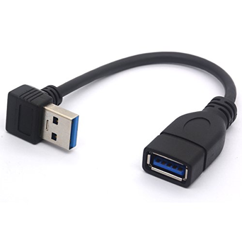 OpenII USB-3.0-Verlängerungskabel, 90 Grad nach links gewinkelt, USB-Typ-A-Stecker auf Buchse, 5 Gbit/s, Verlängerungskabel, 15 cm Down von HTGuoji