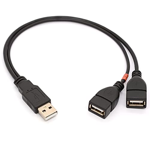 USB 2.0 1 auf 2 Y-Splitterkabel, USB 2.0 Typ A Stecker auf Dual USB 2.0 Buchse, Datensynchronisations- und Ladekabel, Verlängerungskabel, 30 cm (eine Seite nur zum Laden) von HTGuoji