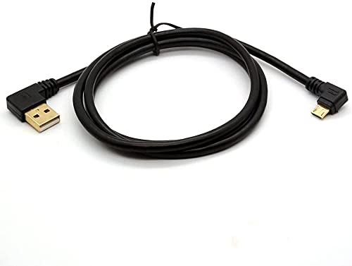 CentBest vergoldetes USB 2.0 A links gewinkelt auf Micro B rechtwinkliges Daten- und Stromkabel (Schwarz, 1 m/3 F) von HTGuoji