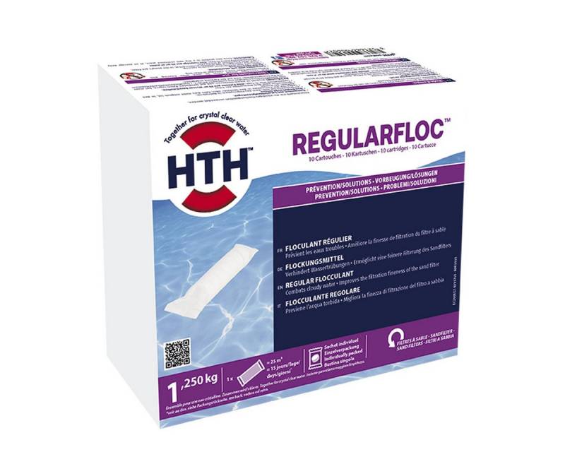 HTH Poolpflege RegularFloc 1,25kg Flockung 125g Kartuschen Entfernung Schmutzpartikel von HTH