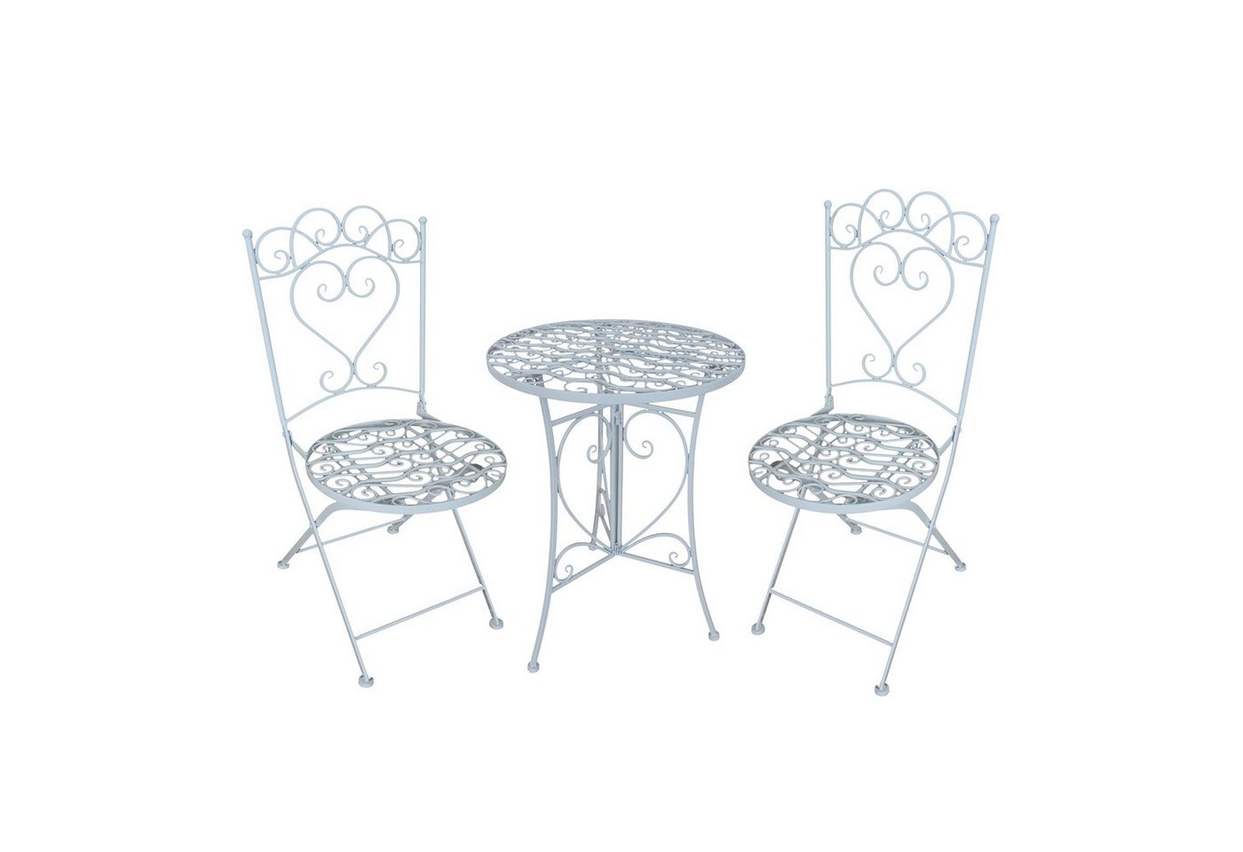 HTI-Line Balkonset Tischgruppe Curly, (Set, 3-tlg., 1x Tisch und 2x Stühle), Sitzgruppe Metall Garten Nostalgisch von HTI-Line