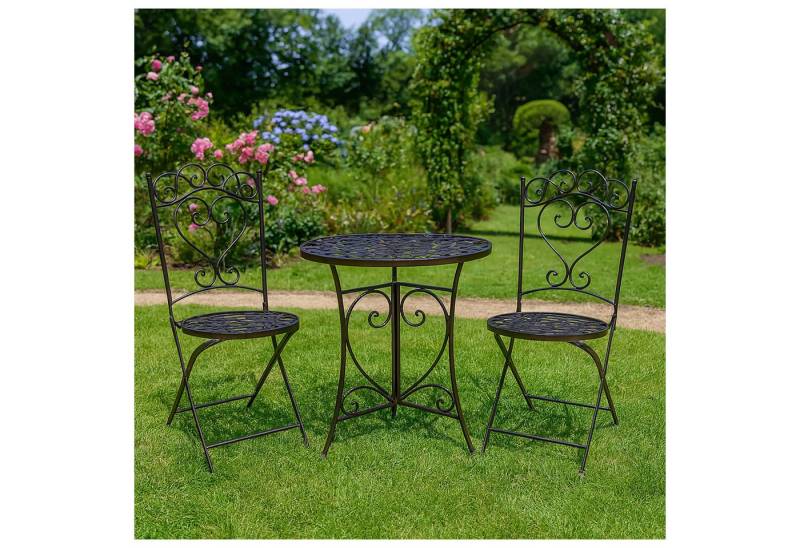 HTI-Line Balkonset Tischgruppe Curly, (Set, 3-tlg., 1x Tisch und 2x Stühle), Sitzgruppe Metall Garten Nostalgisch von HTI-Line