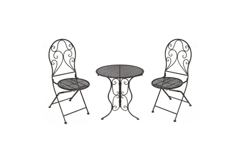 HTI-Line Balkonset Tischgruppe Lani Braun, (Set, 3-tlg., 1x Tisch, 2x Stühle), Sitzgruppe Metall Garten nostalgisch von HTI-Line