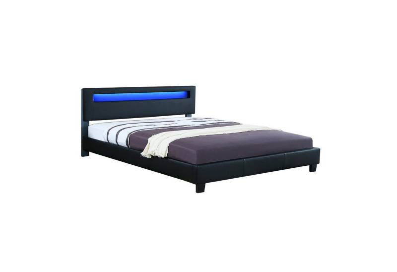 HTI-Line Bett Bett Luis 140 (Stück, 1-tlg., 1x Bett Luis 140 mit Rollrost, ohne Matratze und Dekoration), Doppelbett LED Bettgestell Leder Lattenrost von HTI-Line