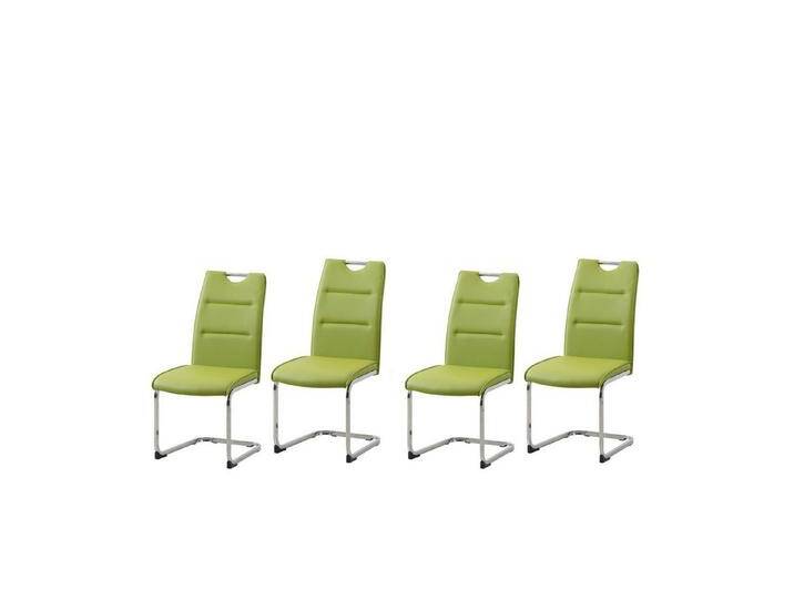 HTI-Line Esszimmerstuhl Schwingstuhl 4er Set PU grün DannyC (Set, 4 St), Freischwinger Esszimmerstuhl Kunstleder, grün von HTI-Line