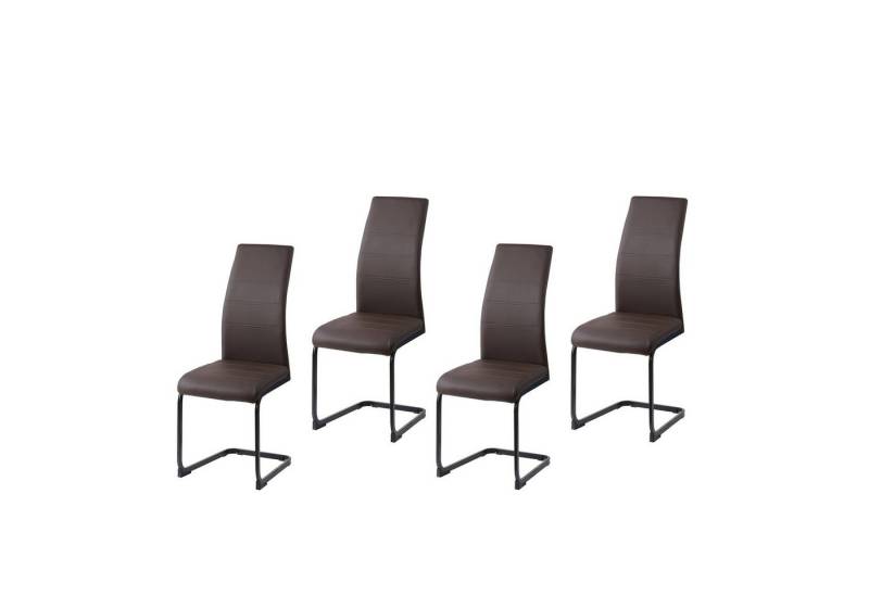 HTI-Line Freischwinger Schwingstuhl SallyP PU 4er (Set, 4 St), Freischwinger Esszimmerstuhl Kunstleder von HTI-Line