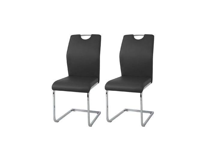 HTI-Line Freischwinger Schwingstuhl 2er-Set Nelly (Set, 2 St), Freischwinger Esszimmerstuhl Kunstlederbezug Kufengestell aus Metall, schwarz, Schwarz von HTI-Line