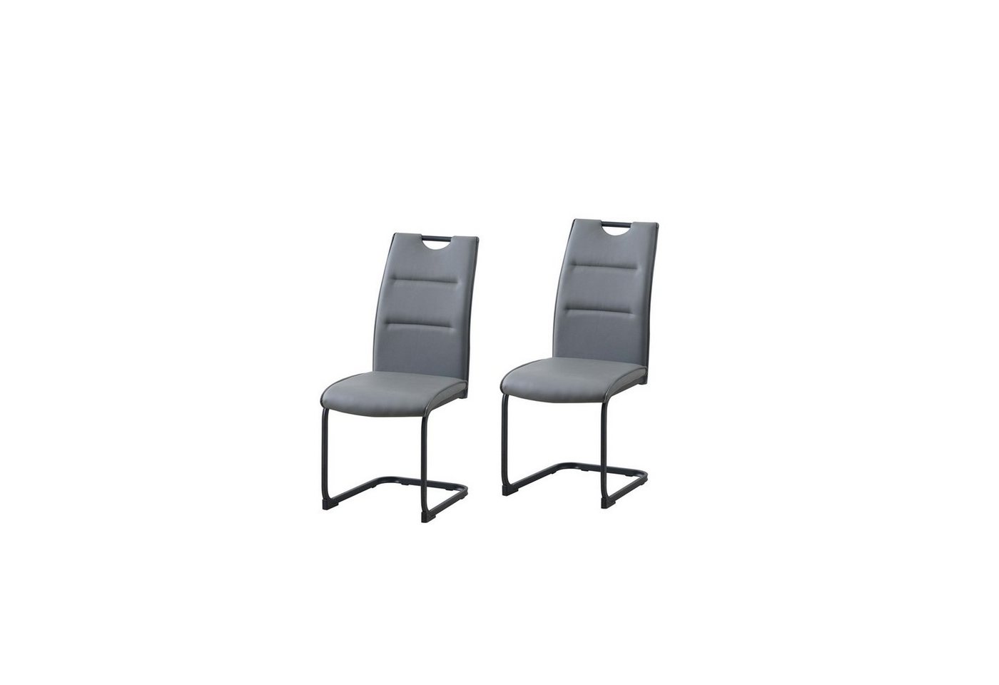 HTI-Line Freischwinger Schwingstuhl 2er Set PU grau DannyP (Set, 2 St), Freischwinger Esszimmerstuhl Kunstleder von HTI-Line